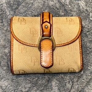 Dooney & Bourke DB Signature Trifold Wallet Canvas Leather